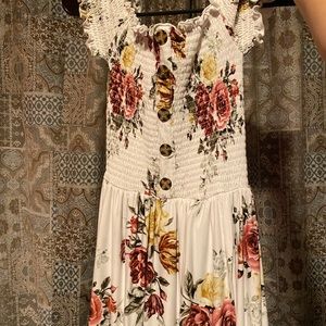White floral long dress